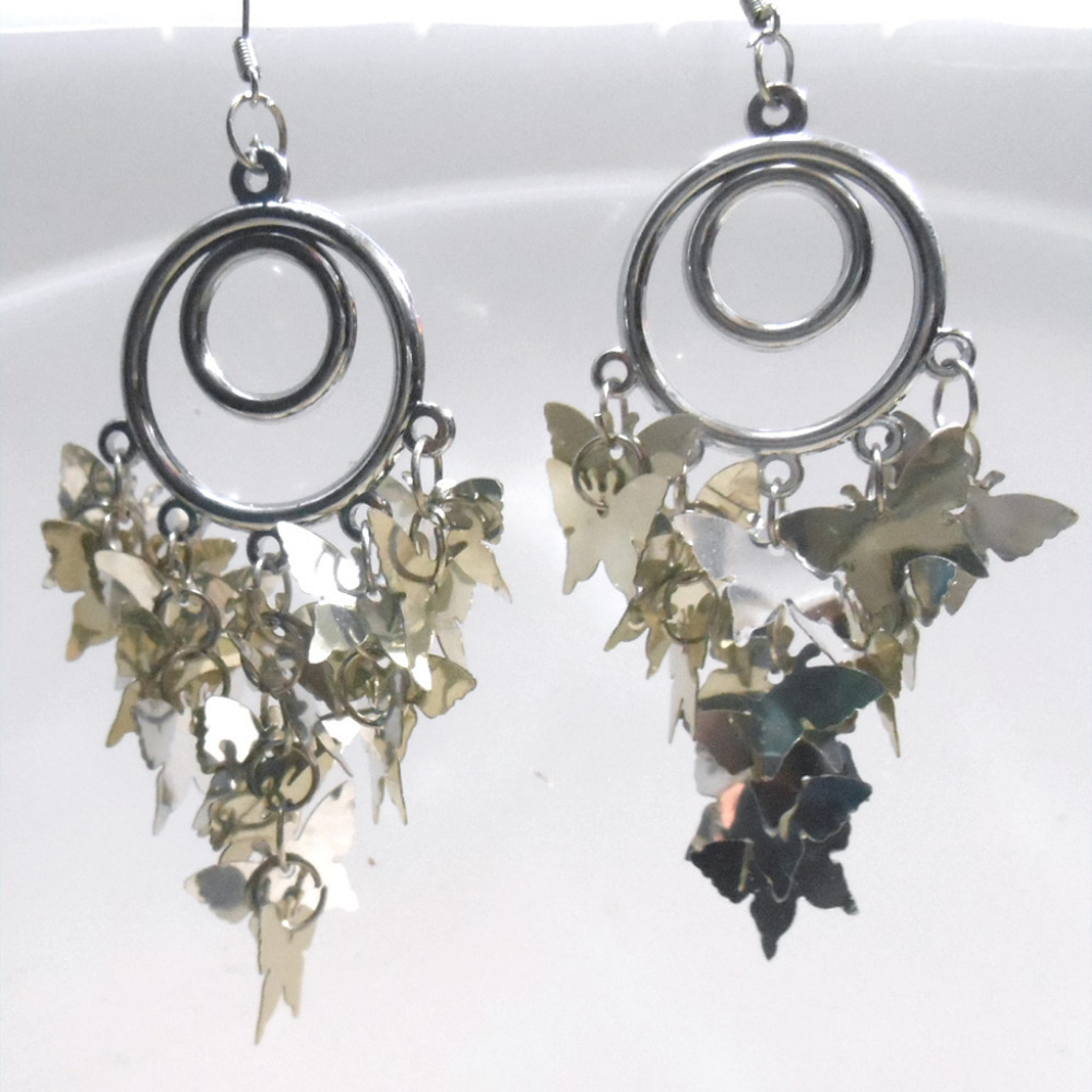 Silver Butterfly Chandelier Earrings New Year gift